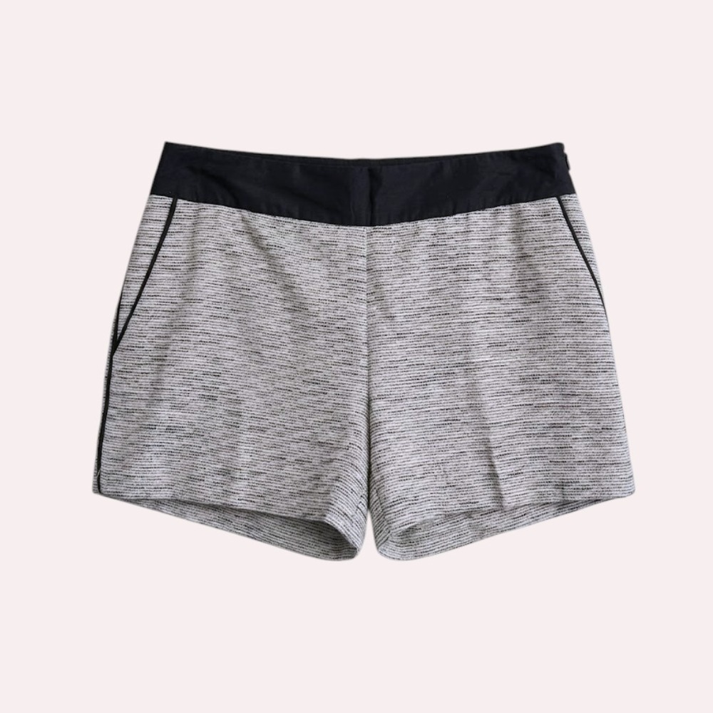 Ann Taylor Loft Black White Textured Tweed Shorts Side Zip Size 4 Summer
